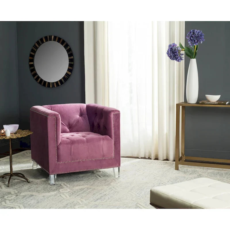 SAFAVIEH Kamilah Fauteuil club blanc/transparent - 31,9 x 33,9 x 29,9 - 32Lx34Px30H