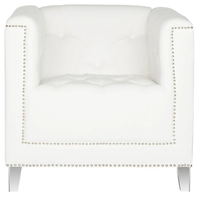 SAFAVIEH Kamilah Fauteuil club blanc/transparent - 31,9 x 33,9 x 29,9 - 32Lx34Px30H