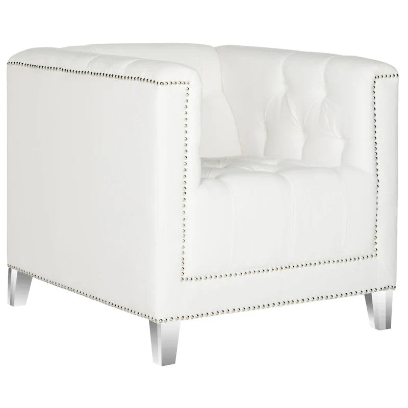 SAFAVIEH Kamilah Fauteuil club blanc/transparent - 31,9 x 33,9 x 29,9 - 32Lx34Px30H