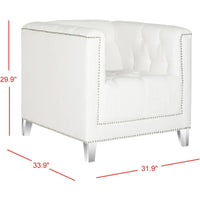 SAFAVIEH Kamilah Fauteuil club blanc/transparent - 31,9 x 33,9 x 29,9 - 32Lx34Px30H