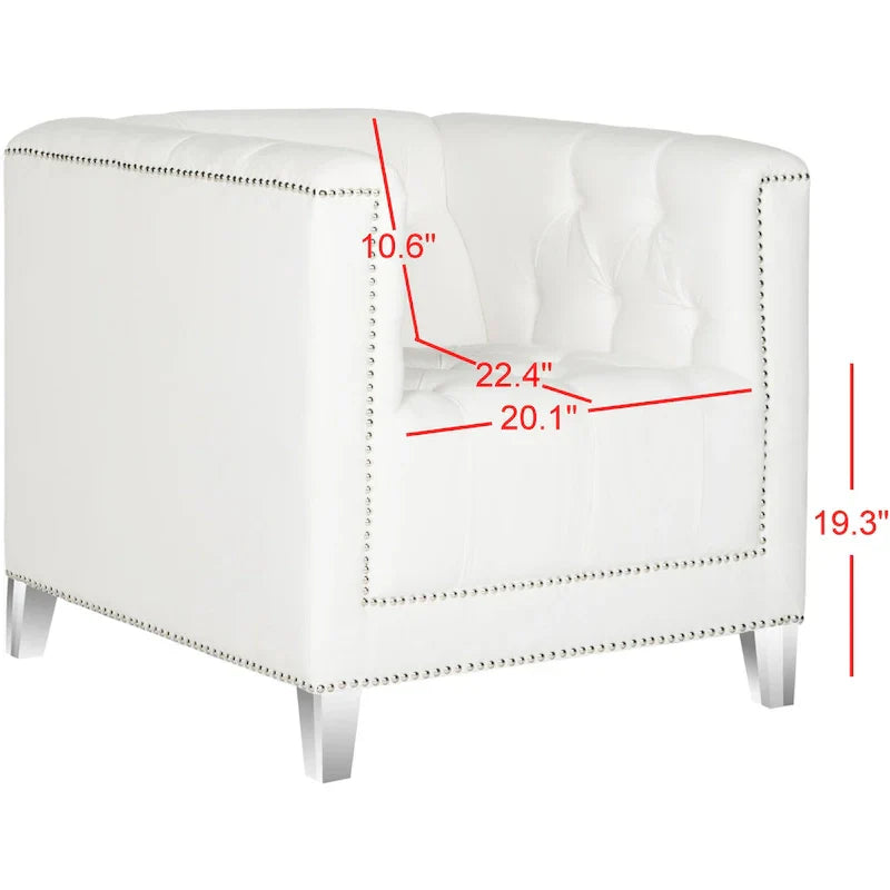SAFAVIEH Kamilah Fauteuil club blanc/transparent - 31,9 x 33,9 x 29,9 - 32Lx34Px30H