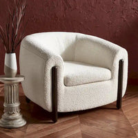 SAFAVIEH Couture Yauheniya, Fauteuil d'appoint dossier incurvé - 96,5 cm L x 86,4 cm P x 71,1 cm H - 96,5Lx86,4Px71,1H
