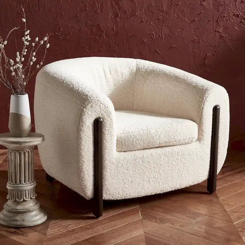 SAFAVIEH Couture Yauheniya, Fauteuil d'appoint dossier incurvé - 96,5 cm L x 86,4 cm P x 71,1 cm H - 96,5Lx86,4Px71,1H
