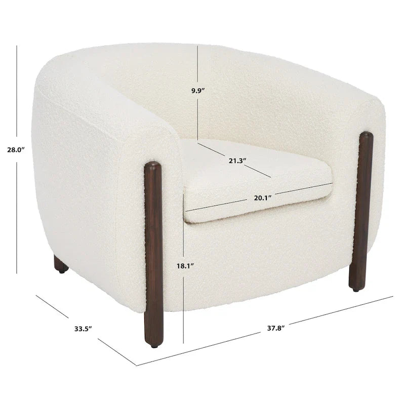 SAFAVIEH Couture Yauheniya, Fauteuil d'appoint dossier incurvé - 96,5 cm L x 86,4 cm P x 71,1 cm H - 96,5Lx86,4Px71,1H