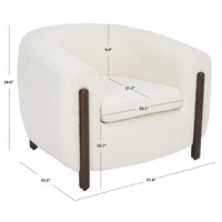 SAFAVIEH Couture Yauheniya, Fauteuil d'appoint dossier incurvé - 96,5 cm L x 86,4 cm P x 71,1 cm H - 96,5Lx86,4Px71,1H