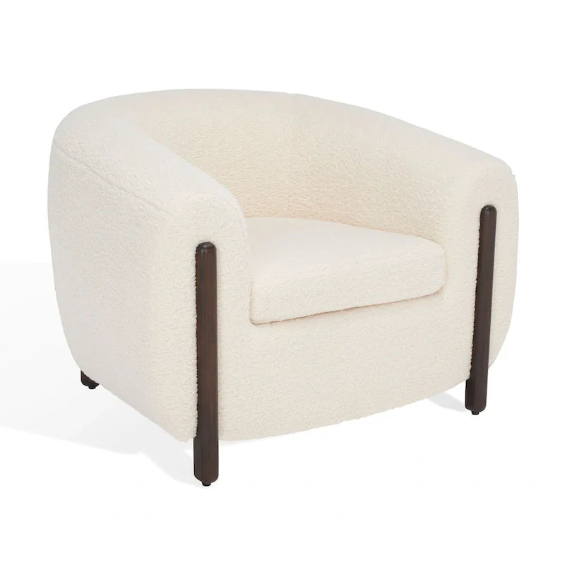 SAFAVIEH Couture Yauheniya, Fauteuil d'appoint dossier incurvé - 96,5 cm L x 86,4 cm P x 71,1 cm H - 96,5Lx86,4Px71,1H