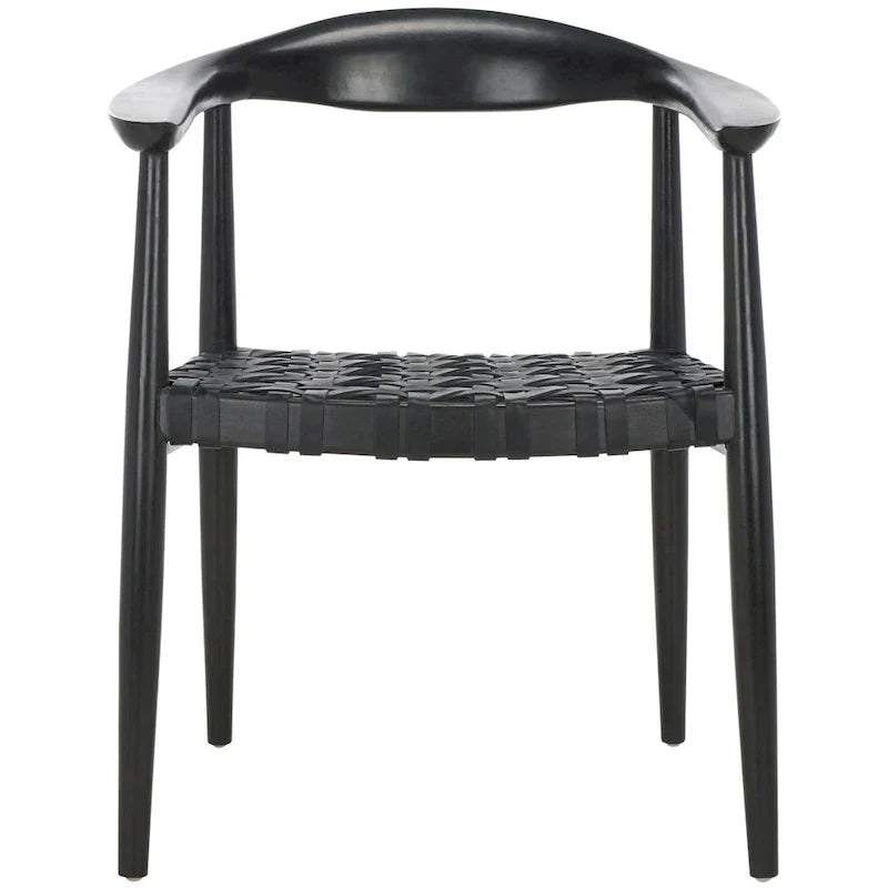 SAFAVIEH Birtie - Fauteuil d'appoint en cuir tressé et bois massif (entièrement assemblé) - L63,5 x P55,9 x H55,9 cm - 25l.x22P.x22H.