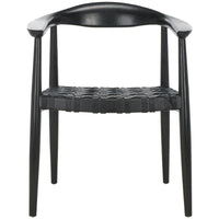 SAFAVIEH Birtie - Fauteuil d'appoint en cuir tressé et bois massif (entièrement assemblé) - L63,5 x P55,9 x H55,9 cm - 25l.x22P.x22H.