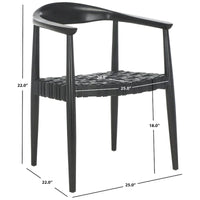 SAFAVIEH Birtie - Fauteuil d'appoint en cuir tressé et bois massif (entièrement assemblé) - L63,5 x P55,9 x H55,9 cm - 25l.x22P.x22H.