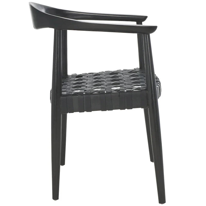 SAFAVIEH Birtie - Fauteuil d'appoint en cuir tressé et bois massif (entièrement assemblé) - L63,5 x P55,9 x H55,9 cm - 25l.x22P.x22H.