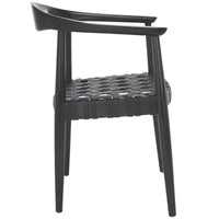 SAFAVIEH Birtie - Fauteuil d'appoint en cuir tressé et bois massif (entièrement assemblé) - L63,5 x P55,9 x H55,9 cm - 25l.x22P.x22H.