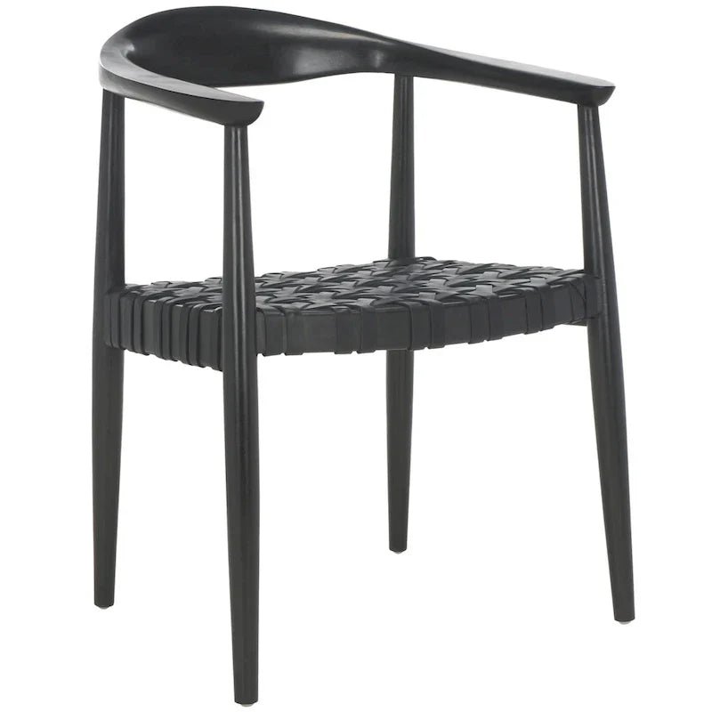 SAFAVIEH Birtie - Fauteuil d'appoint en cuir tressé et bois massif (entièrement assemblé) - L63,5 x P55,9 x H55,9 cm - 25l.x22P.x22H.