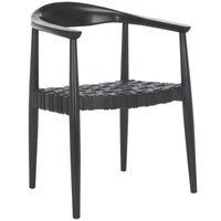 SAFAVIEH Birtie - Fauteuil d'appoint en cuir tressé et bois massif (entièrement assemblé) - L63,5 x P55,9 x H55,9 cm - 25l.x22P.x22H.