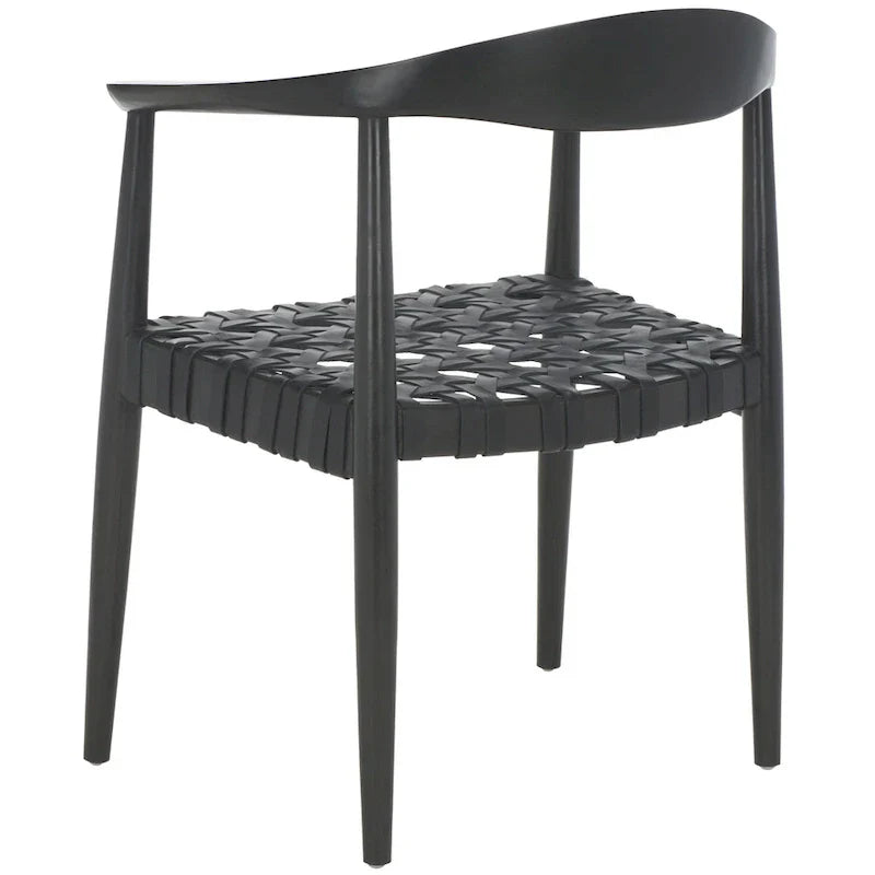SAFAVIEH Birtie - Fauteuil d'appoint en cuir tressé et bois massif (entièrement assemblé) - L63,5 x P55,9 x H55,9 cm - 25l.x22P.x22H.