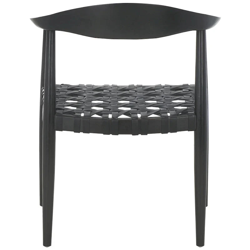 SAFAVIEH Birtie - Fauteuil d'appoint en cuir tressé et bois massif (entièrement assemblé) - L63,5 x P55,9 x H55,9 cm - 25l.x22P.x22H.