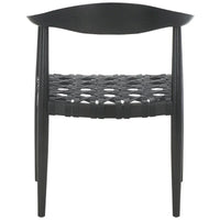 SAFAVIEH Birtie - Fauteuil d'appoint en cuir tressé et bois massif (entièrement assemblé) - L63,5 x P55,9 x H55,9 cm - 25l.x22P.x22H.
