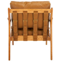 SAFAVIEH Donie - Fauteuil d'appoint en bois massif avec coussin (entièrement assemblé) - 28 po. l x 33 po. P x 34 po. H - 28Wx33Dx34H