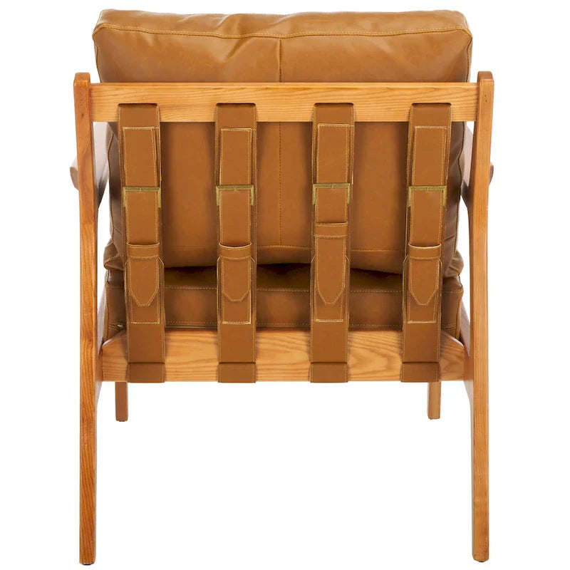 SAFAVIEH Donie - Fauteuil d'appoint en bois massif avec coussin (entièrement assemblé) - 28 po. l x 33 po. P x 34 po. H - 28Wx33Dx34H