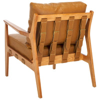 SAFAVIEH Donie - Fauteuil d'appoint en bois massif avec coussin (entièrement assemblé) - 28 po. l x 33 po. P x 34 po. H - 28Wx33Dx34H