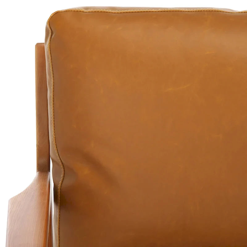 SAFAVIEH Donie - Fauteuil d'appoint en bois massif avec coussin (entièrement assemblé) - 28 po. l x 33 po. P x 34 po. H - 28Wx33Dx34H