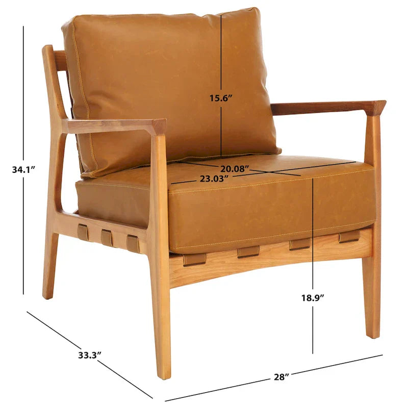 SAFAVIEH Donie - Fauteuil d'appoint en bois massif avec coussin (entièrement assemblé) - 28 po. l x 33 po. P x 34 po. H - 28Wx33Dx34H