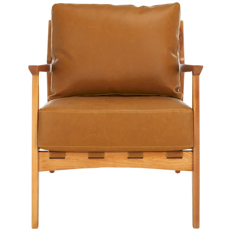 SAFAVIEH Donie - Fauteuil d'appoint en bois massif avec coussin (entièrement assemblé) - 28 po. l x 33 po. P x 34 po. H - 28Wx33Dx34H