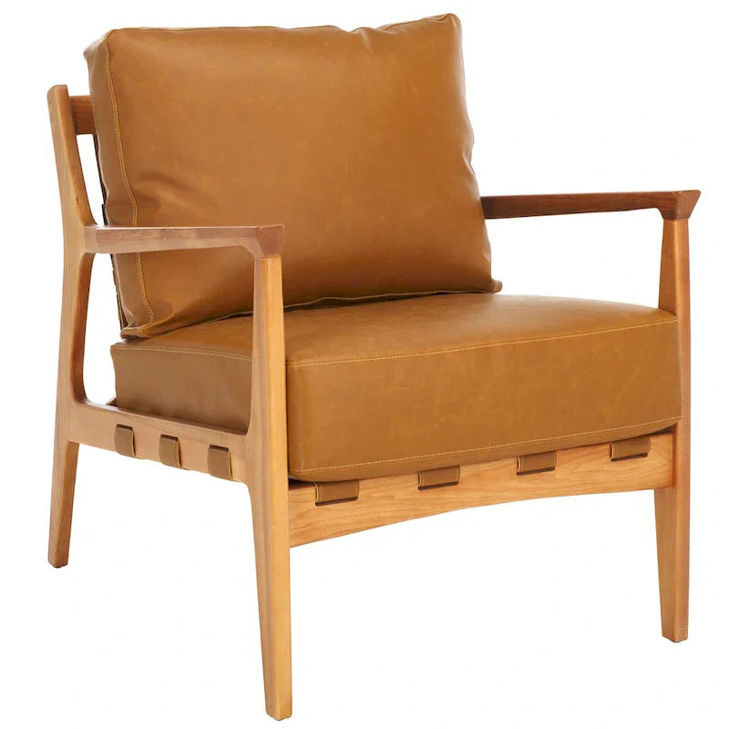 SAFAVIEH Donie - Fauteuil d'appoint en bois massif avec coussin (entièrement assemblé) - 28 po. l x 33 po. P x 34 po. H - 28Wx33Dx34H