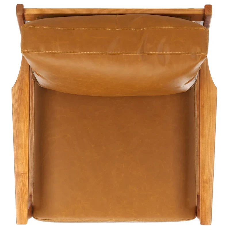 SAFAVIEH Donie - Fauteuil d'appoint en bois massif avec coussin (entièrement assemblé) - 28 po. l x 33 po. P x 34 po. H - 28Wx33Dx34H
