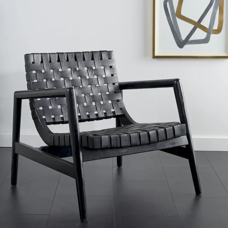 SAFAVIEH Vena Fauteuil d'appoint en cuir tressé - 30 L x 28 P x 28 H - 30Lx28Px28H