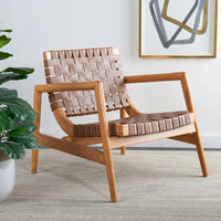 SAFAVIEH Vena Fauteuil d'appoint en cuir tressé - 30 L x 28 P x 28 H - 30Lx28Px28H