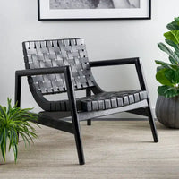 SAFAVIEH Vena Fauteuil d'appoint en cuir tressé - 30 L x 28 P x 28 H - 30Lx28Px28H