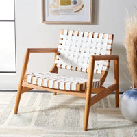 SAFAVIEH Vena Fauteuil d'appoint en cuir tressé - 30 L x 28 P x 28 H - 30Lx28Px28H