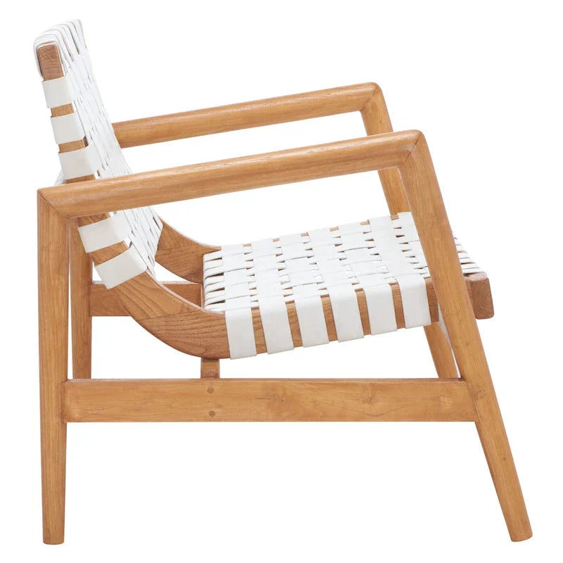 SAFAVIEH Vena Fauteuil d'appoint en cuir tressé - 30 L x 28 P x 28 H - 30Lx28Px28H