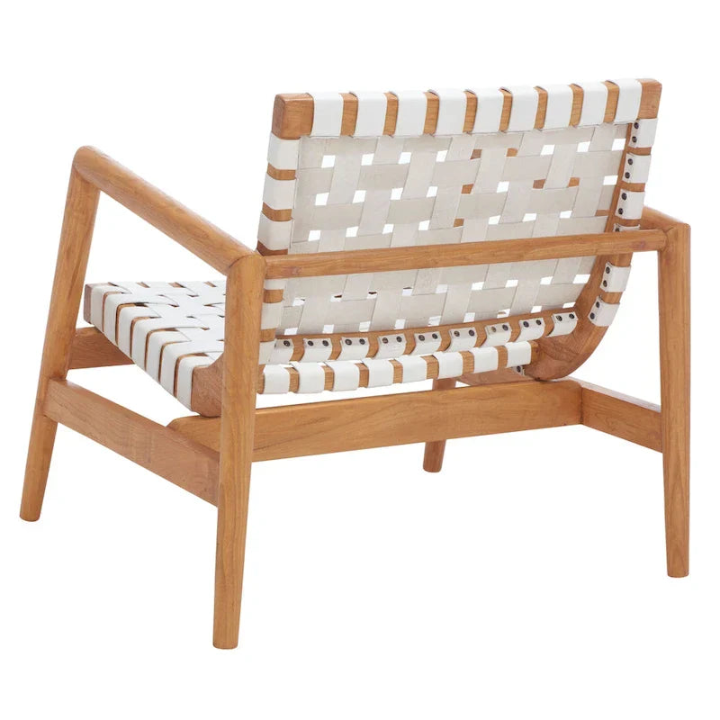 SAFAVIEH Vena Fauteuil d'appoint en cuir tressé - 30 L x 28 P x 28 H - 30Lx28Px28H