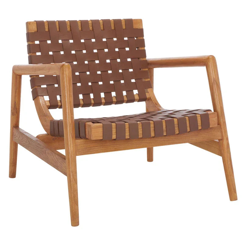 SAFAVIEH Vena Fauteuil d'appoint en cuir tressé - 30 L x 28 P x 28 H - 30Lx28Px28H