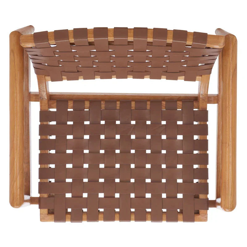 SAFAVIEH Vena Fauteuil d'appoint en cuir tressé - 30 L x 28 P x 28 H - 30Lx28Px28H