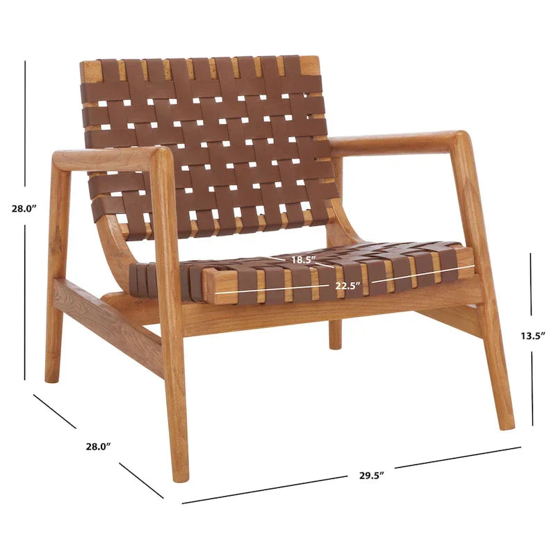 SAFAVIEH Vena Fauteuil d'appoint en cuir tressé - 30 L x 28 P x 28 H - 30Lx28Px28H