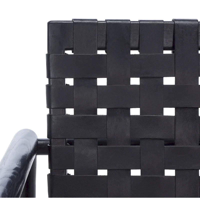 SAFAVIEH Vena Fauteuil d'appoint en cuir tressé - 30 L x 28 P x 28 H - 30Lx28Px28H