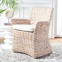 Fauteuil SAFAVIEH Ginny en osier gris délavé – 28 L x 24 P x 33 H – 28Wx24Dx33H