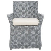 Fauteuil SAFAVIEH Ginny en osier gris délavé – 28 L x 24 P x 33 H – 28Wx24Dx33H