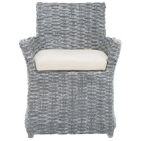 Fauteuil SAFAVIEH Ginny en osier gris délavé – 28 L x 24 P x 33 H – 28Wx24Dx33H