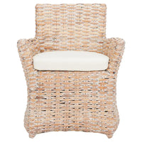 Fauteuil SAFAVIEH Ginny en osier gris délavé – 28 L x 24 P x 33 H – 28Wx24Dx33H