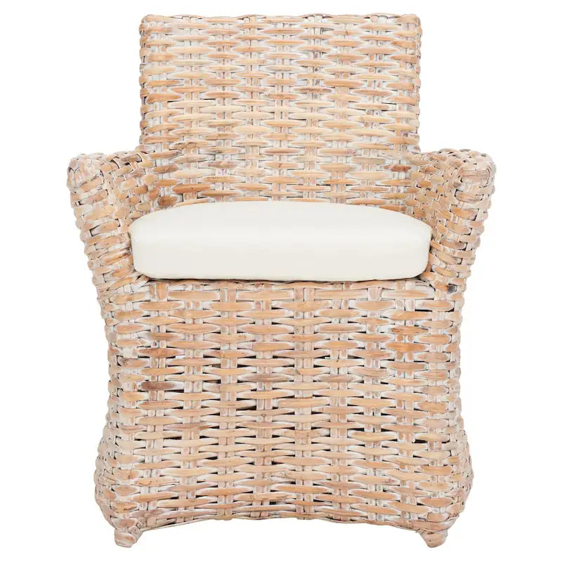 Fauteuil SAFAVIEH Ginny en osier gris délavé – 28 L x 24 P x 33 H – 28Wx24Dx33H