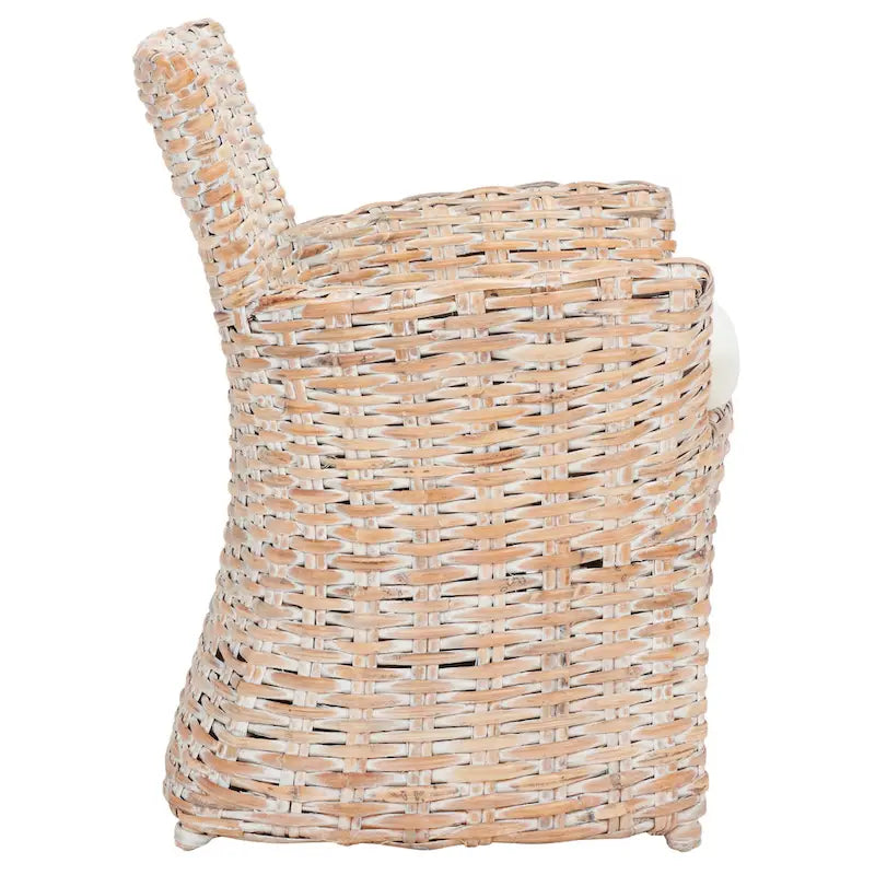 Fauteuil SAFAVIEH Ginny en osier gris délavé – 28 L x 24 P x 33 H – 28Wx24Dx33H