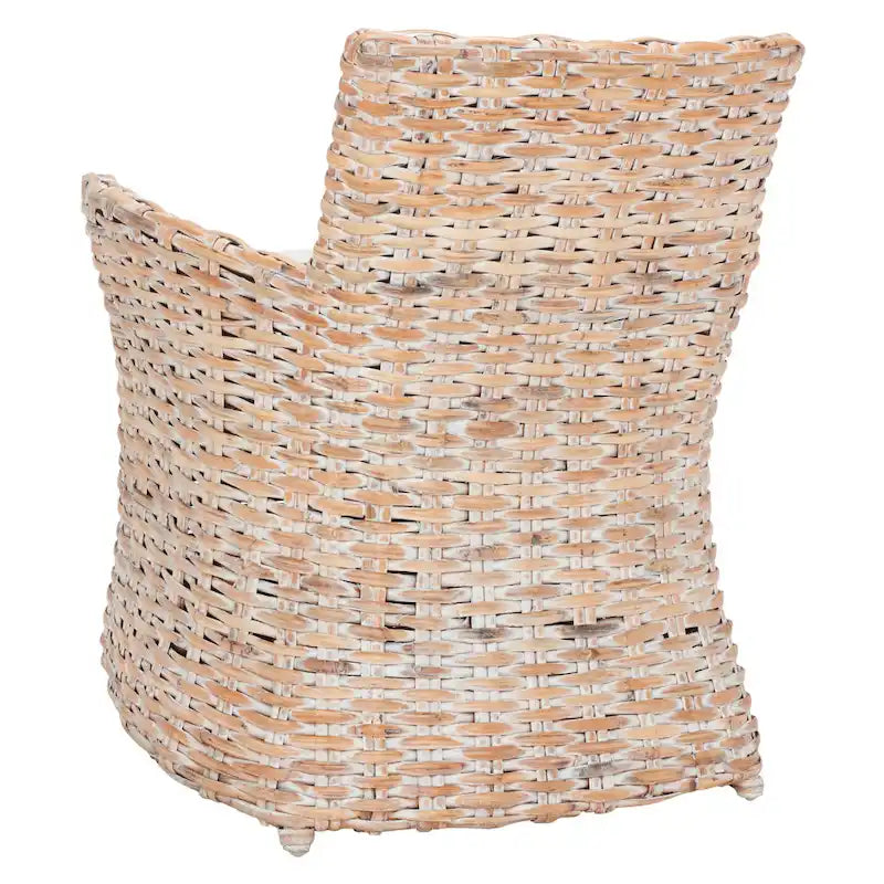 Fauteuil SAFAVIEH Ginny en osier gris délavé – 28 L x 24 P x 33 H – 28Wx24Dx33H