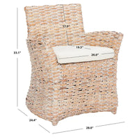 Fauteuil SAFAVIEH Ginny en osier gris délavé – 28 L x 24 P x 33 H – 28Wx24Dx33H