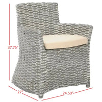 Fauteuil SAFAVIEH Ginny en osier gris délavé – 28 L x 24 P x 33 H – 28Wx24Dx33H