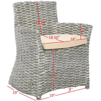 Fauteuil SAFAVIEH Ginny en osier gris délavé – 28 L x 24 P x 33 H – 28Wx24Dx33H