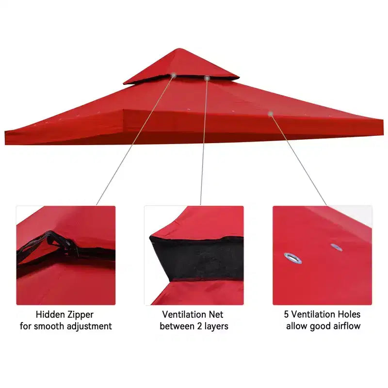 Yescom Toit de remplacement de tonnelle UV30+ 3 x 3 m pour abri de jardin extérieur à 2 niveaux, patio, cour, fête, terrasse, rouge