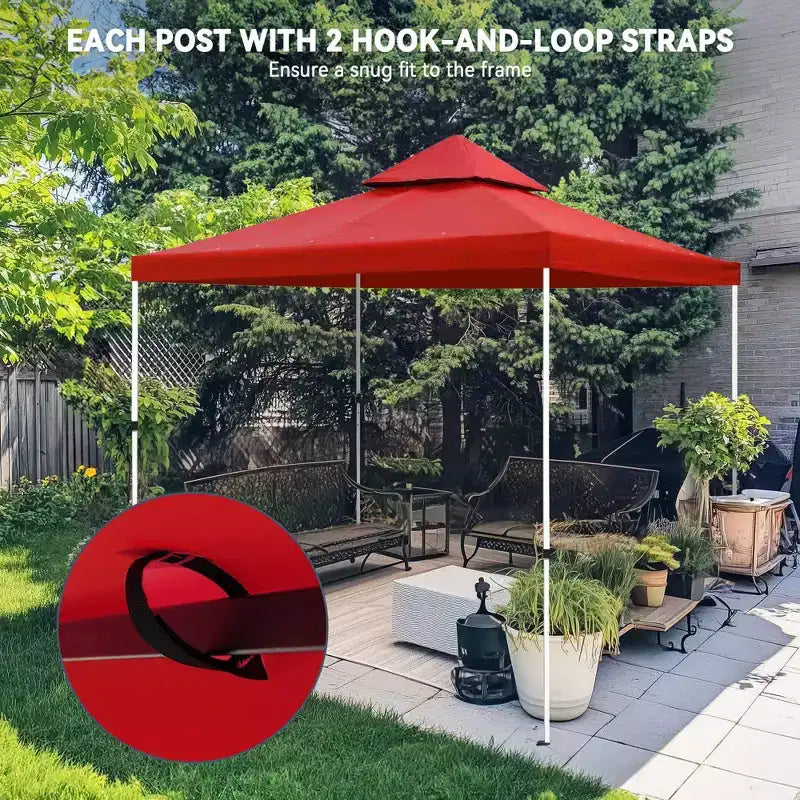 Yescom Toit de rechange pour gazebo 10x10 pi UV30+ pour auvent d'extérieur 2 niveaux, housse pour patio, arrière-cour, fête et terrasse, rouge